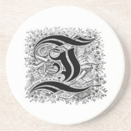 Calligraphy Letter T Coaster coaster