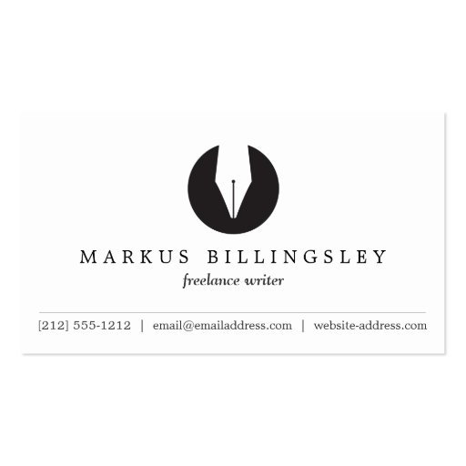 CALLIGRAPHY PEN NIB LOGO 3 for Authors or Writers Business Card
