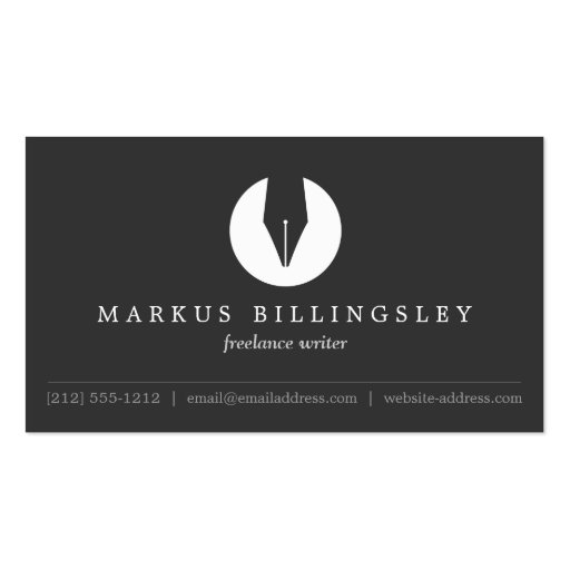 CALLIGRAPHY PEN NIB LOGO 4 for Authors or Writers Business Cards (front side)