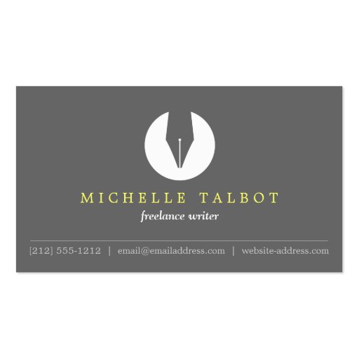 CALLIGRAPHY PEN NIB LOGO 5 for Authors or Writers Business Cards (front side)