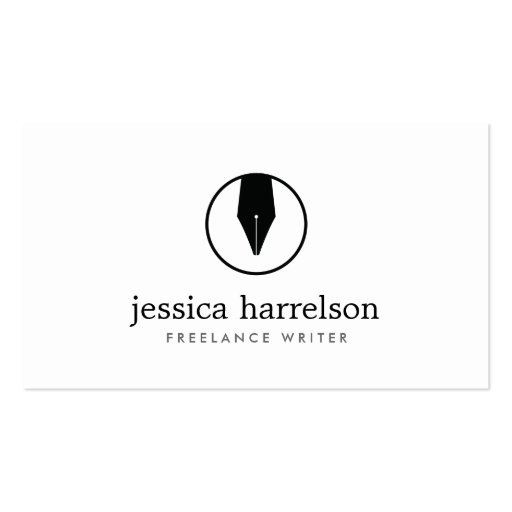 CALLIGRAPHY PEN NIB LOGO I for Authors or Writers Business Card (front side)