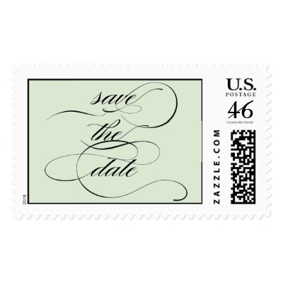 {calligraphy} save the date postage stamp