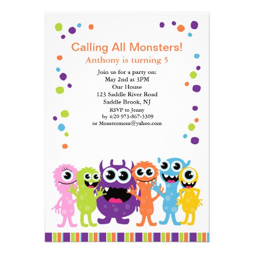 Calling All Monsters Kids Birthday Invitation