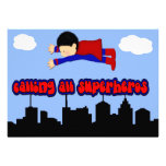 Calling All Superhero's Party Announcements