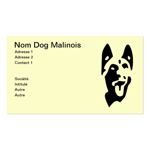 calling card dog malinois business card templates (front side)