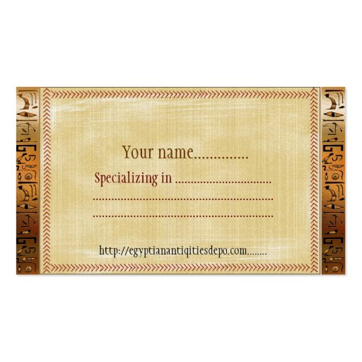 Calling to the Gods Egyptian Template Business Card (back side)