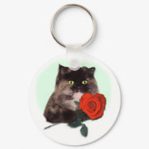 Cally with Red Heart Shaped Rose Persian Keychain by janbalaya Cally with Red Heart Shaped Rose Persian Keychain