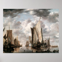 Calm at Flushing with a States General Yacht Poster