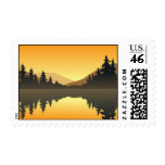 Calm Lake at Sunset - Postage Stamp