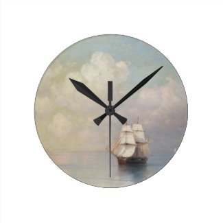 Calm Seas Ivan Aivazovsky seascape waterscape sea Round Wall Clock