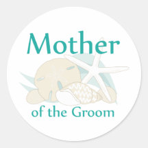 Calm Seashells Mother of the Groom Round Sticker