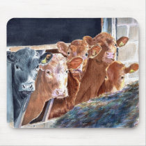 Calves at Brunch Mousepad by mozache Calves at Brunch Mousepad