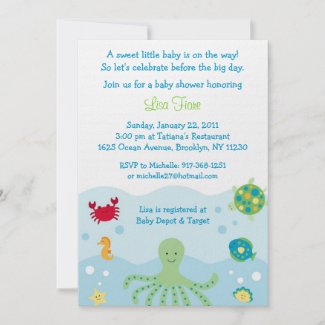 Calypso Sea Creature Ocean Baby Shower Invitations