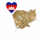 Cambodia Flag Heart Map Fitted AA T-Shirt