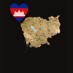 Cambodia Flag Heart Map Fitted AA T-Shirt
