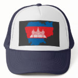 Cambodia flag map trucker hat
