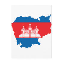 Cambodia flag map postcards