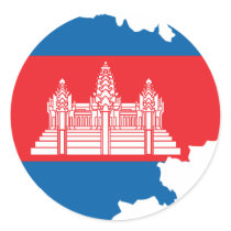 Cambodia flag map round stickers