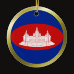 Cambodia Fisheye Flag Ornament