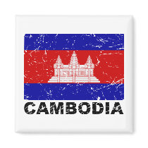 Cambodia Vintage Flag Refrigerator Magnets
