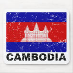 Cambodia Vintage Flag Mouse Pads