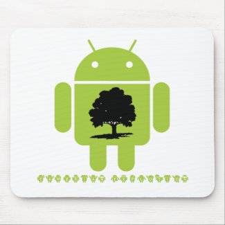Cambrian Explosion (Bug Droid Oak Tree Silhouette) Mouse Pad