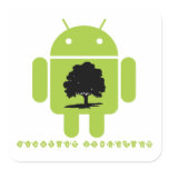 Cambrian Explosion (Bug Droid Oak Tree Silhouette) Stickers