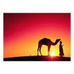 Camel and driver at sunset, India Custom Invitation