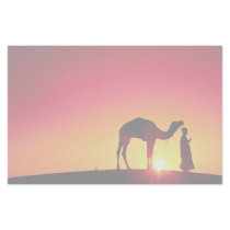 Camel and driver at sunset, India Stationery