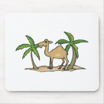 camel and palm trees mouse mat