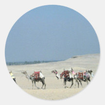 Camel caravan crossing the Sahara Round Sticker