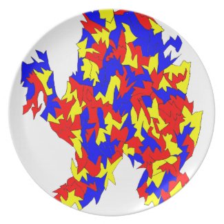 Camel Creature Red Yellow Blue Abstract Design plate