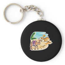 camel in desert scene key chains