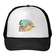 camel in desert scene mesh hats