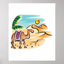 camel in desert scene posters