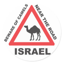 Camel Sign in Israel Round Stickers