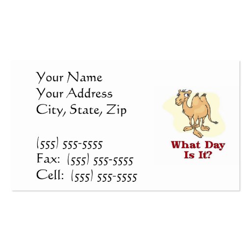 Camel - What Day Is It? Business Card (front side)