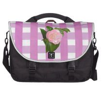 Camelia flower and pink Gingham bags. Laptop Messenger Bag