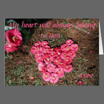 Camellia bloom heart cards