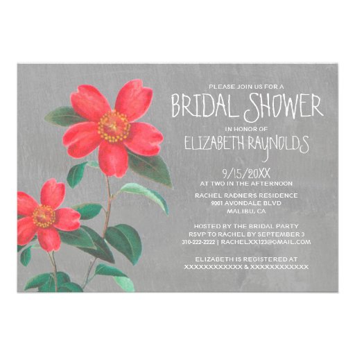 Camellia Bridal Shower Invitations