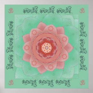 Camellia Lotus Mantra Mandala Print