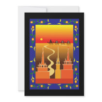 Camels beyond the city personalized invitations
