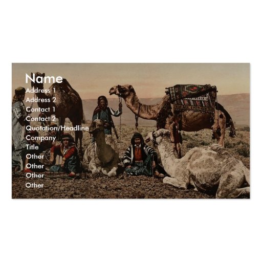 Camels halting in the desert, Holy Land vintage Ph Business Card Template (front side)