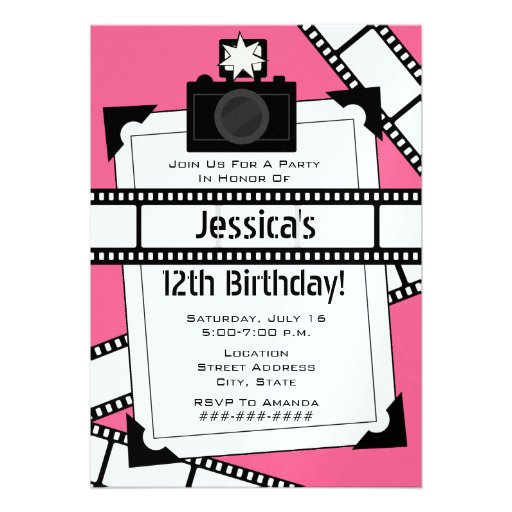 Camera Film and Photo Birthday Party Invite