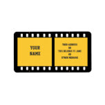 Camera Film Strip Yellow Name Gift Tag Bookplate