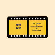 Camera Film Strip Yellow Name Gift Tag Bookplate Personalized Address Label