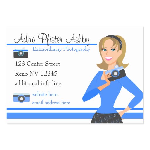 Camera Girl-Blue Business Card Template (front side)