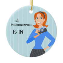 Camera Girl In/Out  Sign Christmas Ornaments