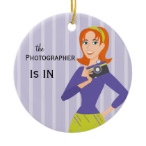 Camera Girl In/Out  Sign Christmas Tree Ornament