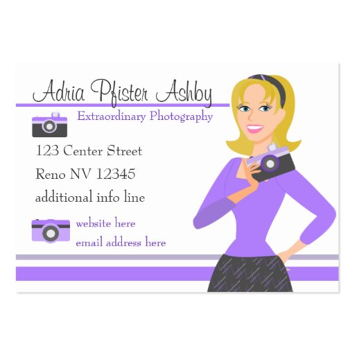Camera Girl-Purple Business Card (front side)